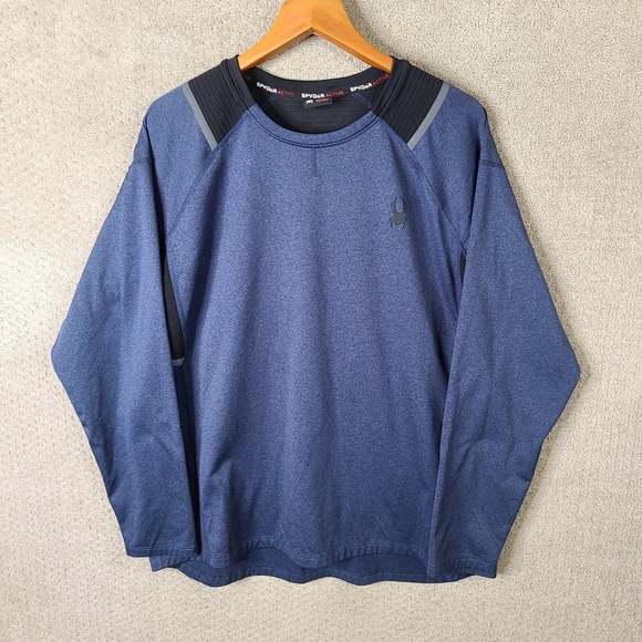 Spyder Other - Spyder Active Shirt Mens XL Blue Black ProWeb Long Sleeve Performance Crew Neck